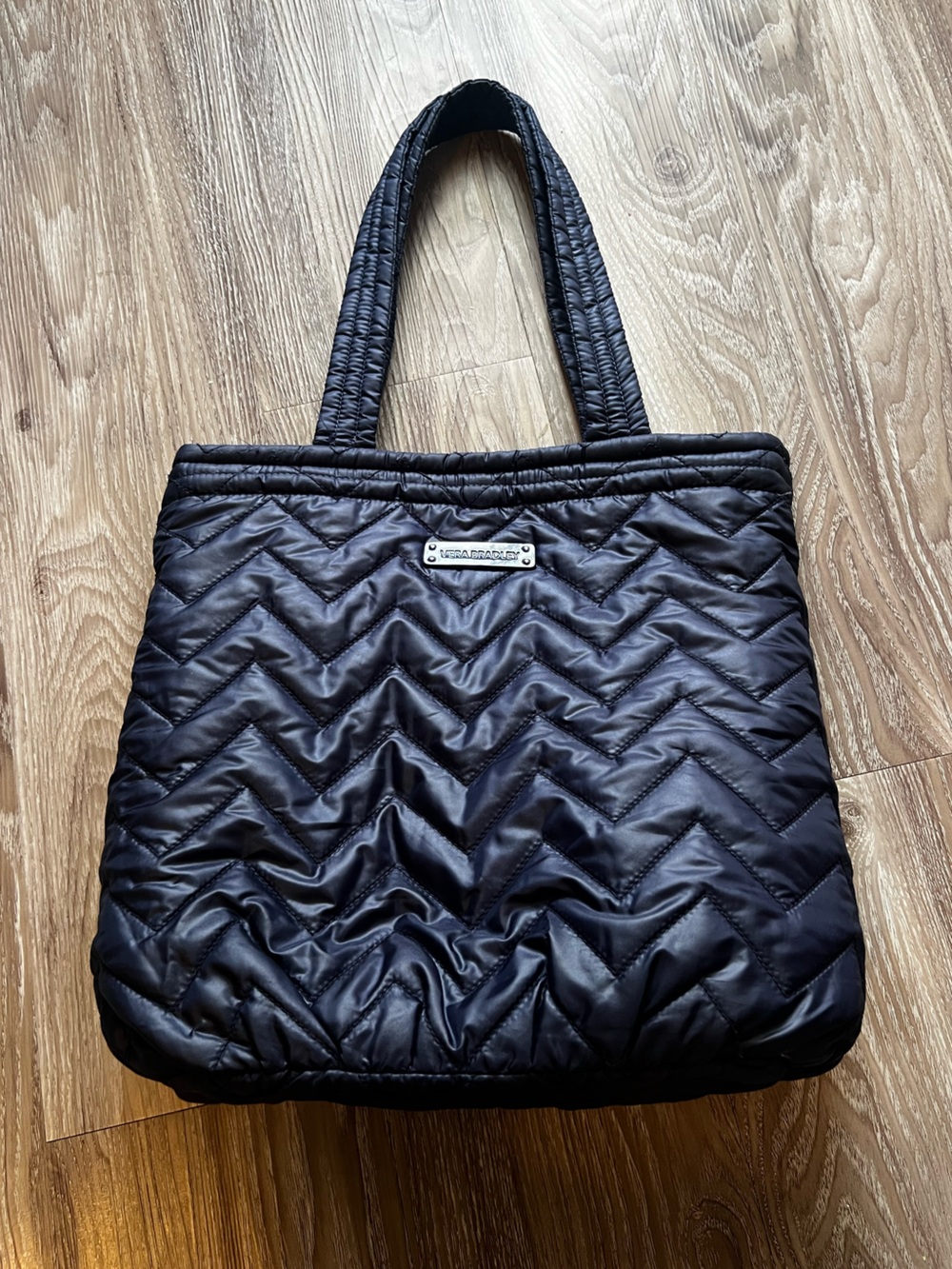 Navy and Ink Blue Reversible Vera Bradley Quilted Tote Bag